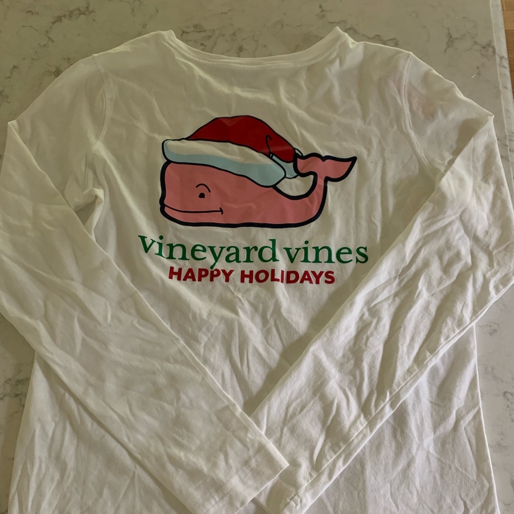 White Happy Holidays Christmas Santa Long Sleeve